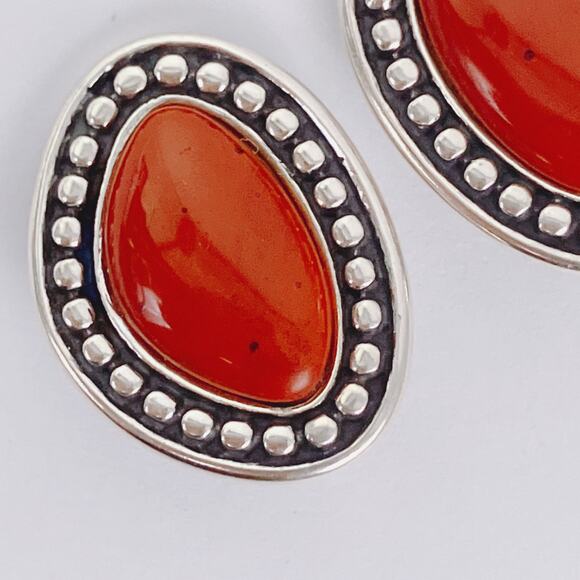 Carolyn Pollack Relios 925 Sterling Red Jasper Clip On Earrings Y2K Southwest - Picture 8 of 12